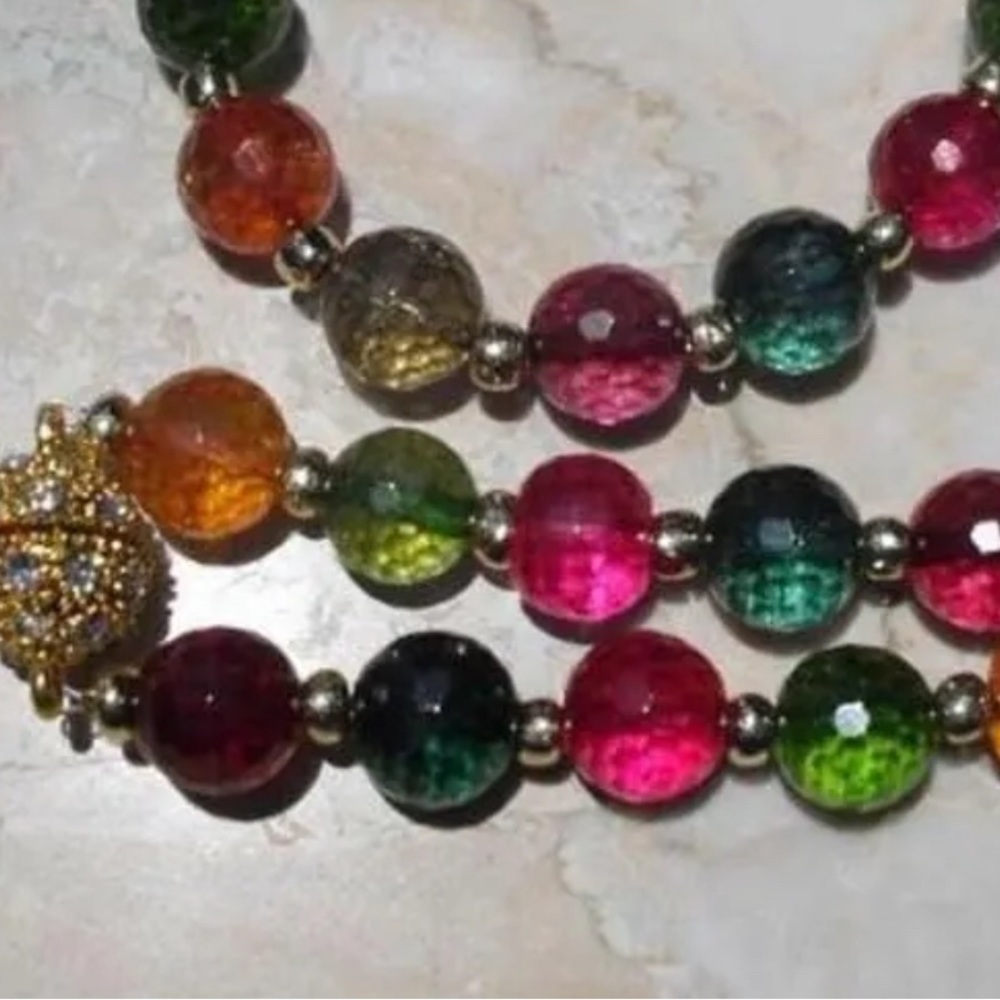 multicolor natural tourmaline faceted bead necklace 18” - Picture 2 of 2